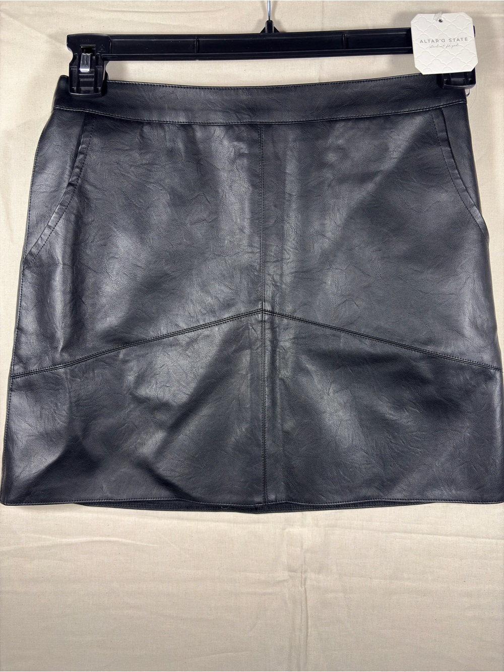 Altar'd State Black Faux Leather A-Line Mini Skirt NWT Size Small